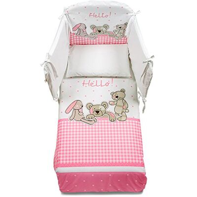 Italbaby Maxi Hello Bettwäsche-Set, rosa/weiß, 5-teilig Italbaby Maxi Hello Bettwäsche-Set, rosa/weiß, 5-teilig