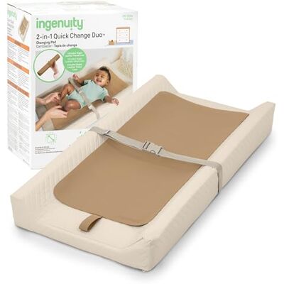 Ingenuity 2-in-1 Quick Change Duo Wickelauflage mit Reiseeinlage – abwischbares, wasserabweisendes Vinyl, konturierte Seiten und Sicherheitsgurt Ingenuity 2-in-1 Quick Change Duo Wickelauflage mit Reiseeinlage – abwischbares, wasserabweisendes Vinyl, konturierte Seiten und Sicherheitsgurt
