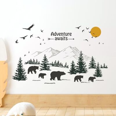 Tanlaby Berge Bär Wandtattoo Kiefern Wandsticker Woodland Tier Wandaufkleber für Kinder Babyzimmer Wohnzimmer Schlafzimmer Kinderzimmer Hause Wanddekoration Tanlaby Berge Bär Wandtattoo Kiefern Wandsticker Woodland Tier Wandaufkleber für Kinder Babyzimmer Wohnzimmer Schlafzimmer Kinderzimmer Hause Wanddekoration