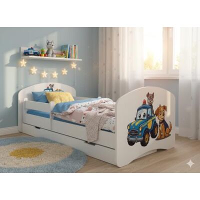 Happy Babies Kinderbett mit Rausfallschutz Junge 140x70 Mädchen, Bett für Kinderzimmer mit Schublade & Matratze Einzelbett für Kinder Kinder Hundemotiv, süße Bilder (Patrolowe pieski) Happy Babies Kinderbett mit Rausfallschutz Junge 140x70 Mädchen, Bett für Kinderzimmer mit Schublade & Matratze Einzelbett für Kinder Kinder Hundemotiv, süße Bilder (Patrolowe pieski)