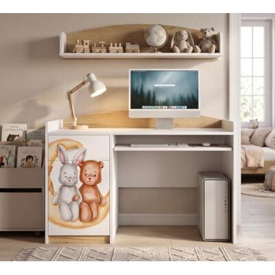 Happy Babies Jugendschreibtisch Holz Dekor 125x60 cm für Kinder Teenager, Schülerschreibtisch mit Motiv, Basteltisch Kindermöbel Eiche Happy Babies Jugendschreibtisch Holz Dekor 125x60 cm für Kinder Teenager, Schülerschreibtisch mit Motiv, Basteltisch Kindermöbel Eiche