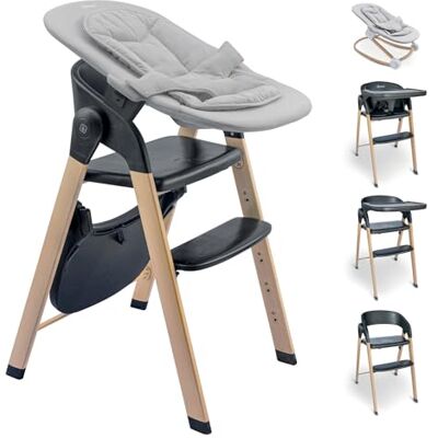 BABYGO Levels Hochstuhl Newborn – mitwachsender Hochstuhl ab Baby, klappbar, belastbar bis 110 kg, sicher & stabil, verstellbare Fußstütze, abnehmbarer Tisch (Schwarz) BABYGO Levels Hochstuhl Newborn – mitwachsender Hochstuhl ab Baby, klappbar, belastbar bis 110 kg, sicher & stabil, verstellbare Fußstütze, abnehmbarer Tisch (Schwarz)