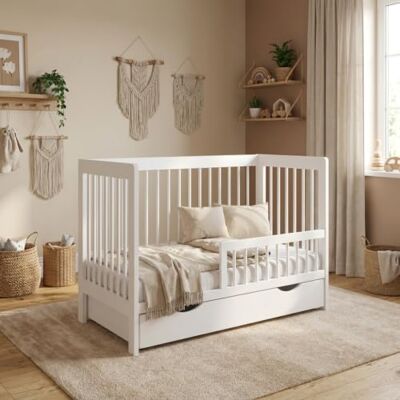 Love For Sleep Babybett Beistellbett 120x60cm mit Sicherheitsbarriere Umwandelbar Weiß Luca Kinderbett Baby Bett Holz Kinderbett Babybett, Mitwachsend Gitterbett Baby Bed Love For Sleep Babybett Beistellbett 120x60cm mit Sicherheitsbarriere Umwandelbar Weiß Luca Kinderbett Baby Bett Holz Kinderbett Babybett, Mitwachsend Gitterbett Baby Bed