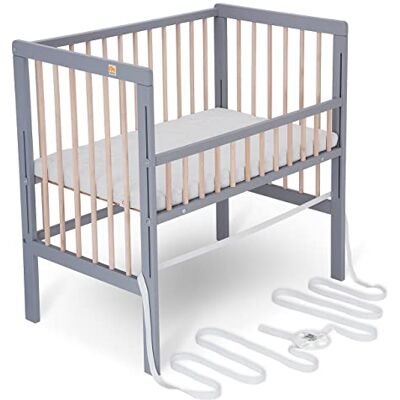 FabiMax Baby Beistellbett für Boxspringbett, TÜV geprüft 2022, Buche massiv grau/Natur, inkl. Matratze Comfort FabiMax Baby Beistellbett für Boxspringbett, TÜV geprüft 2022, Buche massiv grau/Natur, inkl. Matratze Comfort