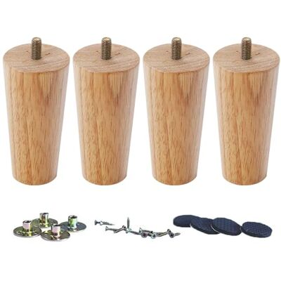 TusaMer Möbelbeine aus Holz, 10,2 cm, runde Zylinderbeine mit vorgebohrten M8-Schrauben, Montageplatten und Schrauben für Sofa, Schrank, Couch, Bett, Kommode, 4 Stück TusaMer Möbelbeine aus Holz, 10,2 cm, runde Zylinderbeine mit vorgebohrten M8-Schrauben, Montageplatten und Schrauben für Sofa, Schrank, Couch, Bett, Kommode, 4 Stück