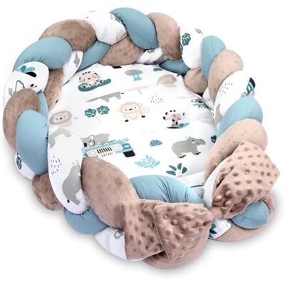 Totsy Baby Babynest Neugeborene Nestchen Baby 75 x 45 cm – Plüschstoff Kuschelnest mit Zopf Kissen zerlegbares Set zweiseitig Babynestchen Babybett Afrika Farbton B Totsy Baby Babynest Neugeborene Nestchen Baby 75 x 45 cm – Plüschstoff Kuschelnest mit Zopf Kissen zerlegbares Set zweiseitig Babynestchen Babybett Afrika Farbton B