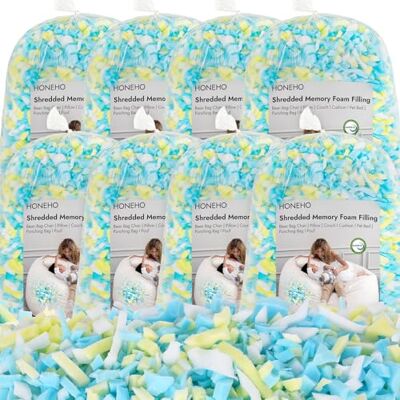 HONEHO 17.6kg Memory Foam-Füllung für Sitzsäcke Hinzufügen von Gelpartikeln, gemütlich und weich, ideal zum Füllen von Sitzsäcken für Kinder, Kissen, Hundebetten, Sofakissen HONEHO 17.6kg Memory Foam-Füllung für Sitzsäcke Hinzufügen von Gelpartikeln, gemütlich und weich, ideal zum Füllen von Sitzsäcken für Kinder, Kissen, Hundebetten, Sofakissen