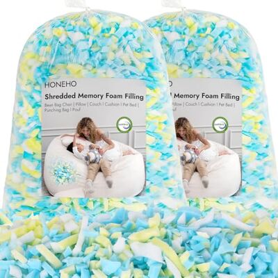 HONEHO 4.4kg Memory Foam-Füllung für Sitzsäcke Hinzufügen von Gelpartikeln, gemütlich und weich, ideal zum Füllen von Sitzsäcken für Kinder, Kissen, Hundebetten, Sofakissen HONEHO 4.4kg Memory Foam-Füllung für Sitzsäcke Hinzufügen von Gelpartikeln, gemütlich und weich, ideal zum Füllen von Sitzsäcken für Kinder, Kissen, Hundebetten, Sofakissen