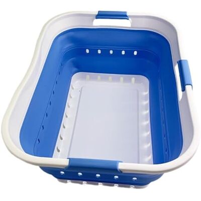 SAMMART 42L Faltbarer Wäschekorb aus Kunststoff – Faltbarer Pop-Up-Aufbewahrungsbehälter/Organizer – tragbarer Wäschekorb – platzsparender (1, Weiß/Little Boy Blue) SAMMART 42L Faltbarer Wäschekorb aus Kunststoff – Faltbarer Pop-Up-Aufbewahrungsbehälter/Organizer – tragbarer Wäschekorb – platzsparender (1, Weiß/Little Boy Blue)
