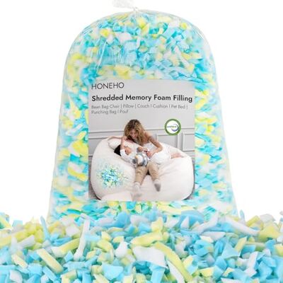 HONEHO 2,2kg Memory Foam-Füllung für Sitzsäcke Hinzufügen von Gelpartikeln, gemütlich und weich, ideal zum Füllen von Sitzsäcken für Kinder, Kissen, Hundebetten, Sofakissen HONEHO 2,2kg Memory Foam-Füllung für Sitzsäcke Hinzufügen von Gelpartikeln, gemütlich und weich, ideal zum Füllen von Sitzsäcken für Kinder, Kissen, Hundebetten, Sofakissen