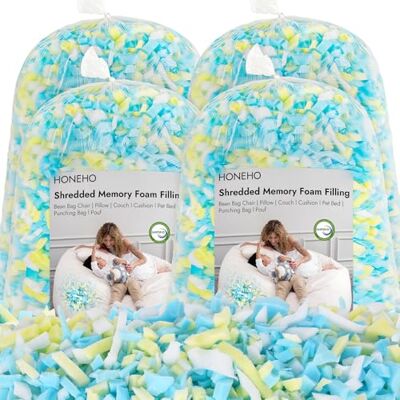 HONEHO 8.8kg Memory Foam-Füllung für Sitzsäcke Hinzufügen von Gelpartikeln, gemütlich und weich, ideal zum Füllen von Sitzsäcken für Kinder, Kissen, Hundebetten, Sofakissen HONEHO 8.8kg Memory Foam-Füllung für Sitzsäcke Hinzufügen von Gelpartikeln, gemütlich und weich, ideal zum Füllen von Sitzsäcken für Kinder, Kissen, Hundebetten, Sofakissen