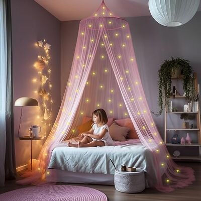 UB-STORE Rosa Betthimmel für Mädchen mit Leuchtsternen Prinzessinnen Moskitonetz Baldachin für Kinderzimmer Himmelbett Vorhänge für Kinder & Kinderbett UB-STORE Rosa Betthimmel für Mädchen mit Leuchtsternen Prinzessinnen Moskitonetz Baldachin für Kinderzimmer Himmelbett Vorhänge für Kinder & Kinderbett