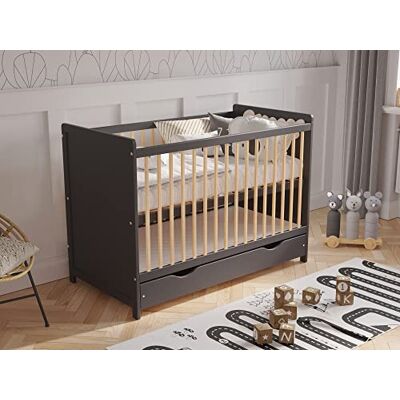 Love For Sleep Babybett Beistellbett 120x60cm mit Schaumstoffmatratze mit gestepptem Bezug Anthrazit-Kiefer Tokyo Kinderbett Baby Bett Holz Kinderbett Babybett, Mitwachsend Gitterbett Baby Bed Love For Sleep Babybett Beistellbett 120x60cm mit Schaumstoffmatratze mit gestepptem Bezug Anthrazit-Kiefer Tokyo Kinderbett Baby Bett Holz Kinderbett Babybett, Mitwachsend Gitterbett Baby Bed
