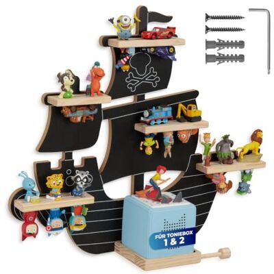 tectake ® Wandregal Kinderzimmer 66,5 x 16,5 x 57 cm, für 40 Figuren magnetisch, doppelseitige Metallstreifen, passend für Toniebox 1 und 2, inklusive Kopfhörerhalterung, Figurenregal tectake ® Wandregal Kinderzimmer 66,5 x 16,5 x 57 cm, für 40 Figuren magnetisch, doppelseitige Metallstreifen, passend für Toniebox 1 und 2, inklusive Kopfhörerhalterung, Figurenregal