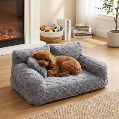 GuanLL Beruhigendes Haustier-Sofa aus Plüsch für kleine, große Hunde und Katzen, orthopädischer erhöhter Rand, waschbarer Bezug, rutschfest (C) GuanLL Beruhigendes Haustier-Sofa aus Plüsch für kleine, große Hunde und Katzen, orthopädischer erhöhter Rand, waschbarer Bezug, rutschfest (C)
