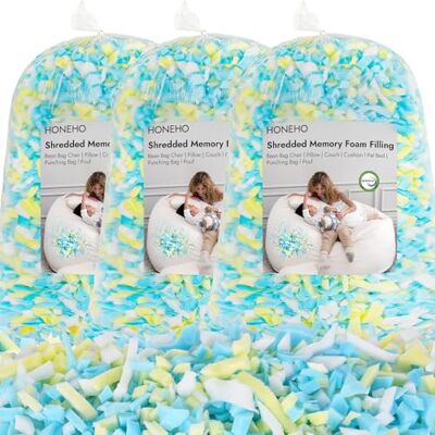 HONEHO 6.6kg Memory Foam-Füllung für Sitzsäcke Hinzufügen von Gelpartikeln, gemütlich und weich, ideal zum Füllen von Sitzsäcken für Kinder, Kissen, Hundebetten, Sofakissen HONEHO 6.6kg Memory Foam-Füllung für Sitzsäcke Hinzufügen von Gelpartikeln, gemütlich und weich, ideal zum Füllen von Sitzsäcken für Kinder, Kissen, Hundebetten, Sofakissen