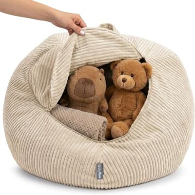 KiddyMoon Sitzsack für Kinder 2-in-1 Spielzeug Aufbewahrung 80x80x50cm ohne harte Kanten, langer Reißverschluss, maschinenwaschbarer Bezug, mit Heimtextilien befüllbar KiddyMoon Sitzsack für Kinder 2-in-1 Spielzeug Aufbewahrung 80x80x50cm ohne harte Kanten, langer Reißverschluss, maschinenwaschbarer Bezug, mit Heimtextilien befüllbar