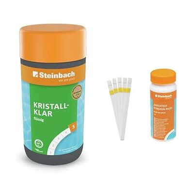 STEINBACH Poolpflege Kristallklar Starter-Set flüssig, 1 l mit 50er Teststreifen-Kit ideal zur Wasserkontrolle Poolwasser sauber und kristallklar STEINBACH Poolpflege Kristallklar Starter-Set flüssig, 1 l mit 50er Teststreifen-Kit ideal zur Wasserkontrolle Poolwasser sauber und kristallklar