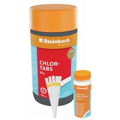 STEINBACH Poolpflege Test-Set Quicktest Streifen für pH-Wert & freies Chlor + Chlortabs 20 g Wasseranalyse & Desinfektion in einem Set schnelllöslich & pH-neutral für Pools & Whirlpools STEINBACH Poolpflege Test-Set Quicktest Streifen für pH-Wert & freies Chlor + Chlortabs 20 g Wasseranalyse & Desinfektion in einem Set schnelllöslich & pH-neutral für Pools & Whirlpools