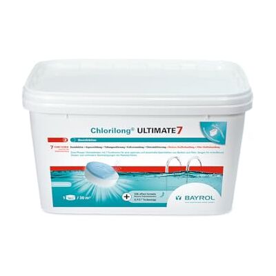 Bayrol Chlorilong ULTIMATE 7 Pool Desinfektion 7 in 1 Chlortabletten 300g, sehr hoher Aktivchlor Gehalt, langsam löslich 4,8 kg Bayrol Chlorilong ULTIMATE 7 Pool Desinfektion 7 in 1 Chlortabletten 300g, sehr hoher Aktivchlor Gehalt, langsam löslich 4,8 kg