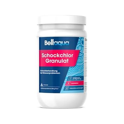 Bellaqua Chlorgranulat für Pool & Whirlpool 1 kg Schockchlorung Chlorboost Gegen grünes und trübes Wasser, 200g / 10 m³ Schock, 50g / 10 m³ Dauerpflege, direkt ins Wasser, Pool und Whirlpool Bellaqua Chlorgranulat für Pool & Whirlpool 1 kg Schockchlorung Chlorboost Gegen grünes und trübes Wasser, 200g / 10 m³ Schock, 50g / 10 m³ Dauerpflege, direkt ins Wasser, Pool und Whirlpool