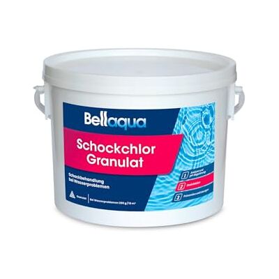 Bellaqua Chlorgranulat für Pool & Whirlpool 3 kg Schockchlorung Chlorboost Gegen grünes und trübes Wasser, 200g / 10 m³ Schock, 50g / 10 m³ Dauerpflege, direkt ins Wasser, Pool und Whirlpool Bellaqua Chlorgranulat für Pool & Whirlpool 3 kg Schockchlorung Chlorboost Gegen grünes und trübes Wasser, 200g / 10 m³ Schock, 50g / 10 m³ Dauerpflege, direkt ins Wasser, Pool und Whirlpool
