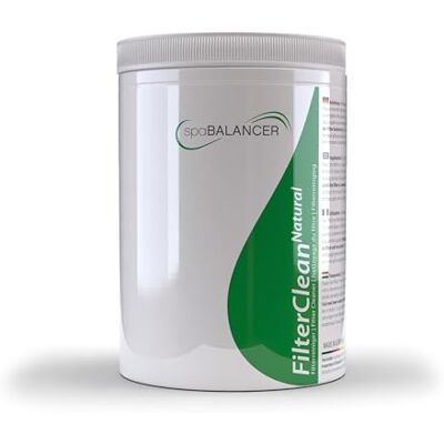 SpaBalancer FilterClean Natural 950 g, umweltfreundlicher Filterreiniger für Whirlpool, Spa und Pool, entfernt Kalk, Fett und Ablagerungen aus den Filterlamellen, bis zu 19 Anwendungen SpaBalancer FilterClean Natural 950 g, umweltfreundlicher Filterreiniger für Whirlpool, Spa und Pool, entfernt Kalk, Fett und Ablagerungen aus den Filterlamellen, bis zu 19 Anwendungen