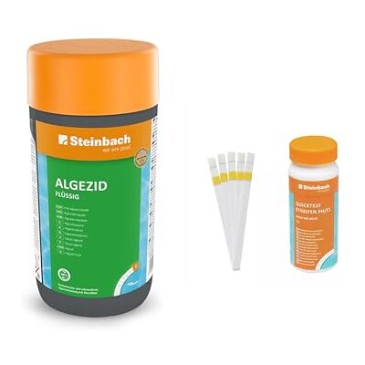 STEINBACH Poolpflege Algezid Starter-Set flüssig, 1 l mit 50er Teststreifen-Kit ideal zur Wasserkontrolle Poolwasser sauber und kristallklar STEINBACH Poolpflege Algezid Starter-Set flüssig, 1 l mit 50er Teststreifen-Kit ideal zur Wasserkontrolle Poolwasser sauber und kristallklar