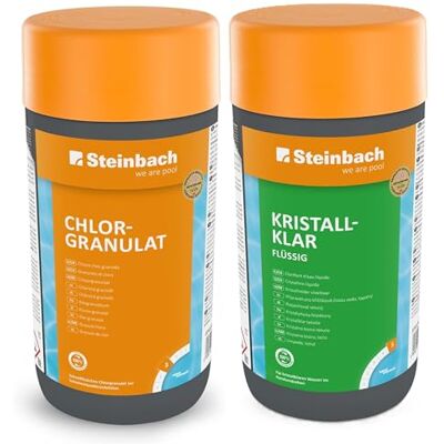 STEINBACH Poolpflege Starter-Set Chlorgranulat 1 kg + Kristallklar flüssig 1 l Perfektes Set zur Reinigung und Wartung Ideal zur Erstdosierung und Schockbehandlung STEINBACH Poolpflege Starter-Set Chlorgranulat 1 kg + Kristallklar flüssig 1 l Perfektes Set zur Reinigung und Wartung Ideal zur Erstdosierung und Schockbehandlung