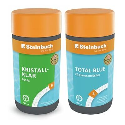 STEINBACH Poolpflege Starter-Set Kristallklar flüssig + Total Blue langsamlöslich 20g Perfektes Set zur Reinigung und Wartung Poolwasser sauber und kristallklar STEINBACH Poolpflege Starter-Set Kristallklar flüssig + Total Blue langsamlöslich 20g Perfektes Set zur Reinigung und Wartung Poolwasser sauber und kristallklar
