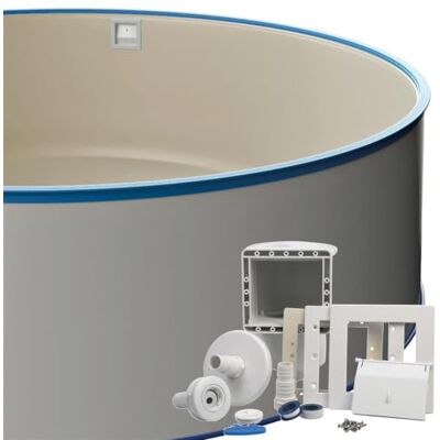 POWERHAUS24 Runder Stahlwandpool-Set Ø 3,50 x 1,20 m, inkl. Bodenschienen & Handlauf in Blau, Einbauskimmer-Set, Innenhülle 0,8 mm Sandfarben, Premium Qualität, Made in Europe POWERHAUS24 Runder Stahlwandpool-Set Ø 3,50 x 1,20 m, inkl. Bodenschienen & Handlauf in Blau, Einbauskimmer-Set, Innenhülle 0,8 mm Sandfarben, Premium Qualität, Made in Europe