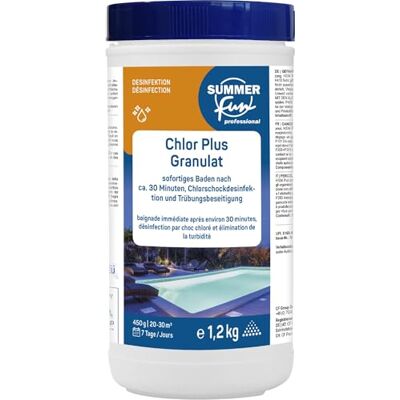Summer Fun Chlor Plus Granulat 1,2 kg Stoßchlorung für Pools Summer Fun Chlor Plus Granulat 1,2 kg Stoßchlorung für Pools