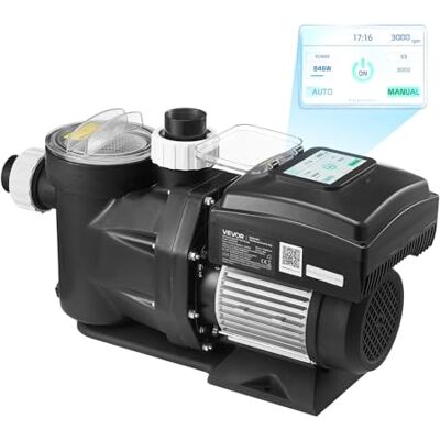 VEVOR Schwimmbadpumpe 26000 L/H, mit Variabler Drehzahl, 1.100 W, 15 m Förderhöhe, Einbau-/Aufstellpoolpumpe mit Filterkorb, Filterpumpe Selbstansaugend, Programmierbarer Timer, für Aufstellpools VEVOR Schwimmbadpumpe 26000 L/H, mit Variabler Drehzahl, 1.100 W, 15 m Förderhöhe, Einbau-/Aufstellpoolpumpe mit Filterkorb, Filterpumpe Selbstansaugend, Programmierbarer Timer, für Aufstellpools