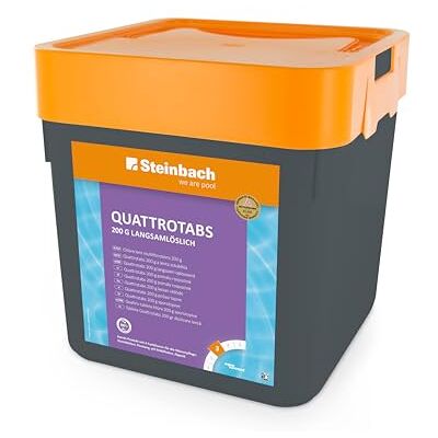 STEINBACH Poolpflege Quattrotabs 200 g langsamlöslich 0752605TV00-5 kg 4-in-1 Chlortabletten mit Flockungsmittel pH-Stabilisator & Algenverhütung Multifunktionstabletten STEINBACH Poolpflege Quattrotabs 200 g langsamlöslich 0752605TV00-5 kg 4-in-1 Chlortabletten mit Flockungsmittel pH-Stabilisator & Algenverhütung Multifunktionstabletten