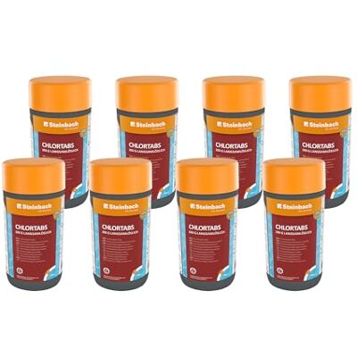 STEINBACH Poolpflege Chlortabs 200 g langsamlöslich 0752201TV08-8X 1 kg pH-neutral & kalkfrei Für Dauerdesinfektion Rückstandsfreie Auflösung Wirkt gegen Viren & Pilze & Trübstoffe STEINBACH Poolpflege Chlortabs 200 g langsamlöslich 0752201TV08-8X 1 kg pH-neutral & kalkfrei Für Dauerdesinfektion Rückstandsfreie Auflösung Wirkt gegen Viren & Pilze & Trübstoffe
