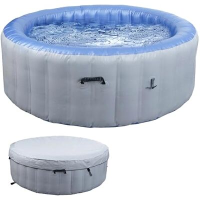 Mendler Whirlpool HWC-N97 rund Ø198cm, Ersatz-Pool, grau-blau In-/Outdoor aufblasbar, 5 Personen, PVC laminiert Mendler Whirlpool HWC-N97 rund Ø198cm, Ersatz-Pool, grau-blau In-/Outdoor aufblasbar, 5 Personen, PVC laminiert