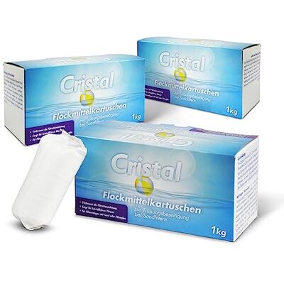 Cristal 3 kg Flockmittel Trübungsentferner Pool Kartuschen 24 x 125g für Filteranlagen Sand & Glas Flockungsmittel Poolreiniger Poolpflege klares Wasser Cristal 3 kg Flockmittel Trübungsentferner Pool Kartuschen 24 x 125g für Filteranlagen Sand & Glas Flockungsmittel Poolreiniger Poolpflege klares Wasser