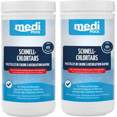 POWERHAUS24 mediPOOL Chlortabletten, Schnellchlor Tabletten 20g, Schnell ChlorTabs, 2X 1 kg POWERHAUS24 mediPOOL Chlortabletten, Schnellchlor Tabletten 20g, Schnell ChlorTabs, 2X 1 kg