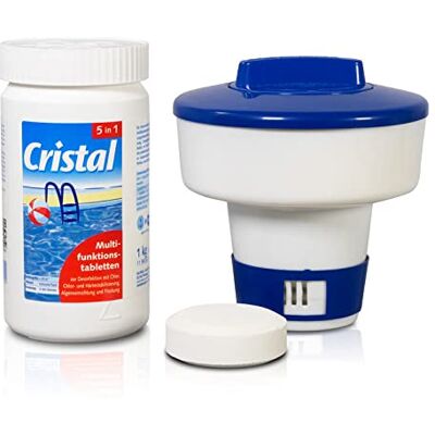 Cristal Pool e-Chlor 5 in 1 MultiTabs 200 g 1 kg Dose Langzeitdesinfektion Algenvernichtung Trübungsentfernung Chlorstabilisierung Härtestabilisator Cristal Pool e-Chlor 5 in 1 MultiTabs 200 g 1 kg Dose Langzeitdesinfektion Algenvernichtung Trübungsentfernung Chlorstabilisierung Härtestabilisator
