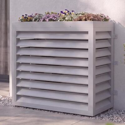 Mendler Verkleidung für Klimaanlage/Wärmetauscher HWC-O43 grau-weiß Abdeckung, Metall, 118x124x65cm, mit Pflanzkasten Mendler Verkleidung für Klimaanlage/Wärmetauscher HWC-O43 grau-weiß Abdeckung, Metall, 118x124x65cm, mit Pflanzkasten