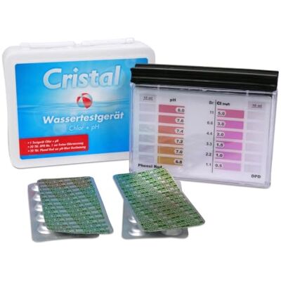 Cristal Wassertestgerät Chlor + pH für die schnelle Wasseranalyse DPD 1 Phenol Red Pooltester manuell 6 Skalenwerte Schnell und unkompliziert inkl. Testtabletten Cristal Wassertestgerät Chlor + pH für die schnelle Wasseranalyse DPD 1 Phenol Red Pooltester manuell 6 Skalenwerte Schnell und unkompliziert inkl. Testtabletten