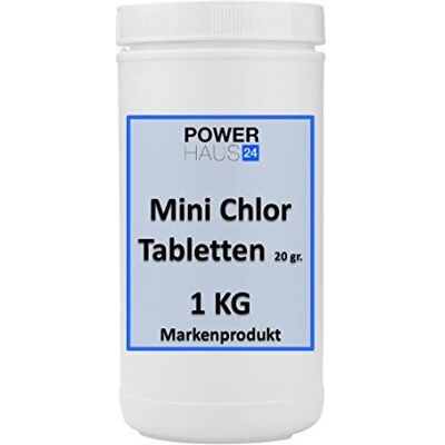 POWERHAUS24 Mini Chlor Tabletten 20 gr. 1 KG Markenqualität von namhaften Herstellern, Langzeitdesinfektion POWERHAUS24 Mini Chlor Tabletten 20 gr. 1 KG Markenqualität von namhaften Herstellern, Langzeitdesinfektion