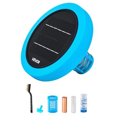 VEVOR Solar-Poolionisator bis zu 132489 L, Schwimmender Automatischer Wasserreiniger und -Filter, Chlorfreies Wasser, Runder Kupfer-Poolionisator mit Kupferanode & Feder & Bürste & Filter für Spas VEVOR Solar-Poolionisator bis zu 132489 L, Schwimmender Automatischer Wasserreiniger und -Filter, Chlorfreies Wasser, Runder Kupfer-Poolionisator mit Kupferanode & Feder & Bürste & Filter für Spas