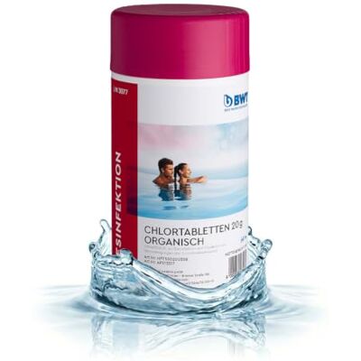 BWT Chlortabletten 20g organisch, 1kg schnell löslich, 56% Aktivchlor, pH-neutral, für Erstbefüllung, Stoßchlorung & Nachdosierung, passend für kleine Pools BWT Chlortabletten 20g organisch, 1kg schnell löslich, 56% Aktivchlor, pH-neutral, für Erstbefüllung, Stoßchlorung & Nachdosierung, passend für kleine Pools