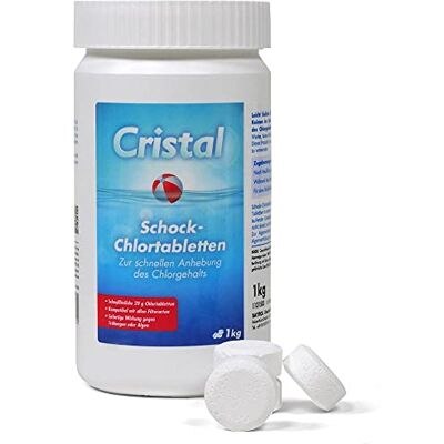 Cristal Schockchlortabletten 1 kg 20 g Chlortabletten gegen Trübungen und Algen Effektive Desinfektion rückstandsfrei löslich Pool & Whirlpool Cristal Schockchlortabletten 1 kg 20 g Chlortabletten gegen Trübungen und Algen Effektive Desinfektion rückstandsfrei löslich Pool & Whirlpool