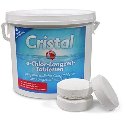 Cristal e-Chlor Langzeit-Tabletten 5 kg 200 g Chlortabletten Langzeitdesinfektion Pools ab 20.000 l Langsam löslich Hoher Aktivchlorgehalt Cristal e-Chlor Langzeit-Tabletten 5 kg 200 g Chlortabletten Langzeitdesinfektion Pools ab 20.000 l Langsam löslich Hoher Aktivchlorgehalt