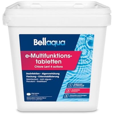 Bellaqua Chlortabletten für Pool 5 kg 200g Multitabs Langzeit Pool Chlor Desinfektion, Algenverhütung, Flockung, Chlorstabilisierung 1 Tablette / 20 m³ pro Woche, Skimmer oder Dosierschwimmer Bellaqua Chlortabletten für Pool 5 kg 200g Multitabs Langzeit Pool Chlor Desinfektion, Algenverhütung, Flockung, Chlorstabilisierung 1 Tablette / 20 m³ pro Woche, Skimmer oder Dosierschwimmer