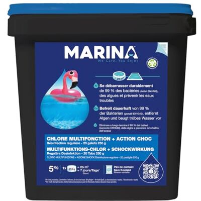 Marina Multifunktions-Chlor zur Dauerbehandlung, Chlortabletten für Pool, Grosse Pools, Desinfektion Chlor grosser Pool, Dauerdesinfektion Pool, Multifunktionstablette Chlor, 5kg Marina Multifunktions-Chlor zur Dauerbehandlung, Chlortabletten für Pool, Grosse Pools, Desinfektion Chlor grosser Pool, Dauerdesinfektion Pool, Multifunktionstablette Chlor, 5kg