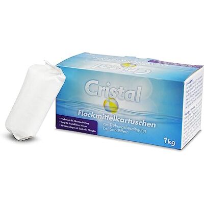 Cristal 1 kg Flockmittel Trübungsentferner Pool Kartuschen 8 x 125g für Filteranlagen Sand & Glas Flockungsmittel Poolreiniger Poolpflege klares Wasser Cristal 1 kg Flockmittel Trübungsentferner Pool Kartuschen 8 x 125g für Filteranlagen Sand & Glas Flockungsmittel Poolreiniger Poolpflege klares Wasser