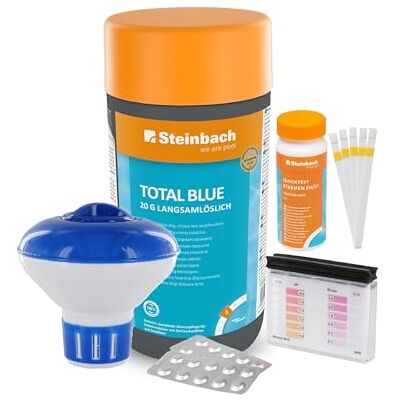 STEINBACH Poolpflege Total Blue Starter-Set inkl. 50er Teststreifen Kit, Dosierschwimmer & Testkit für pH-Wert/Chlor ideal zur Wasserkontrolle Poolwasser sauber und kristallklar STEINBACH Poolpflege Total Blue Starter-Set inkl. 50er Teststreifen Kit, Dosierschwimmer & Testkit für pH-Wert/Chlor ideal zur Wasserkontrolle Poolwasser sauber und kristallklar